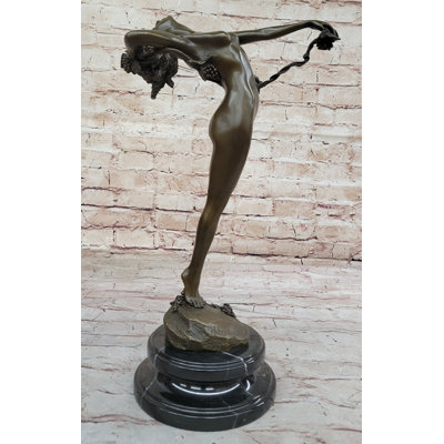 Canelle Hot Cast Bronze Sculpture Harriet Frishmuth The Vine Nude Female Figure Holding Grapes