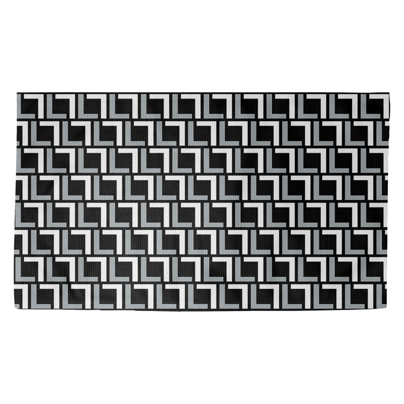 Tapis géométrique gris / noir / blanc, Rectangle 3 pi x 5 pi