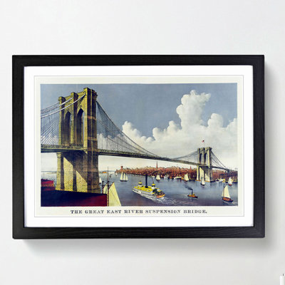 Illustration of Brooklyn Bridge - Picture Frame Painting Print