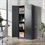 Armoire de rangement en métal 71 po, armoire verrouillable en acier noir-2024130640