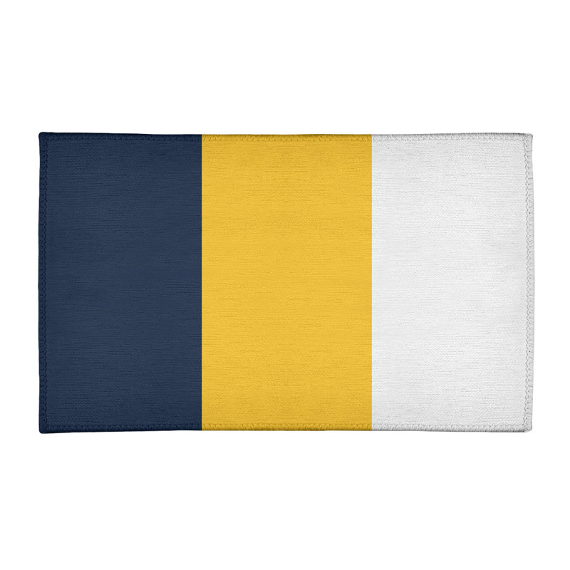 Tapis bleu/jaune à rayures minuit, Rectangle 2 pi x 3 pi