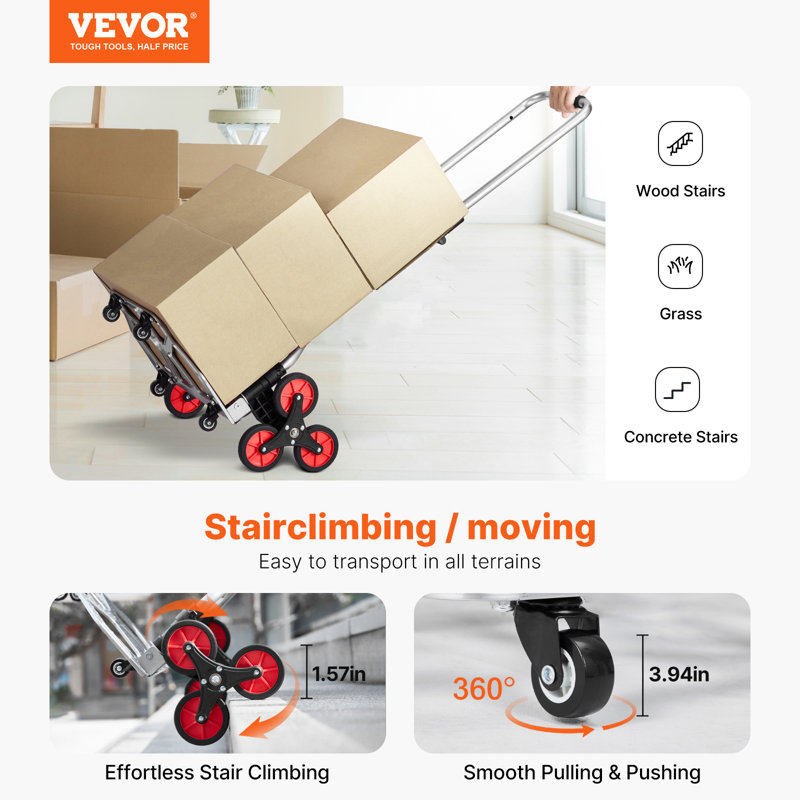 Chariot d'escalade robuste pour camion à main pliable 260 lb 10 roues