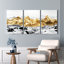 «Golden Mountain Landscape», ensemble de 3 reproductions d'art sur toile tendues sur toile pour salon chambre à coucher