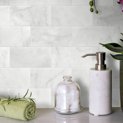 6" W x 3" L Subway Natural Stone Peel & Stick Mosaic Tile