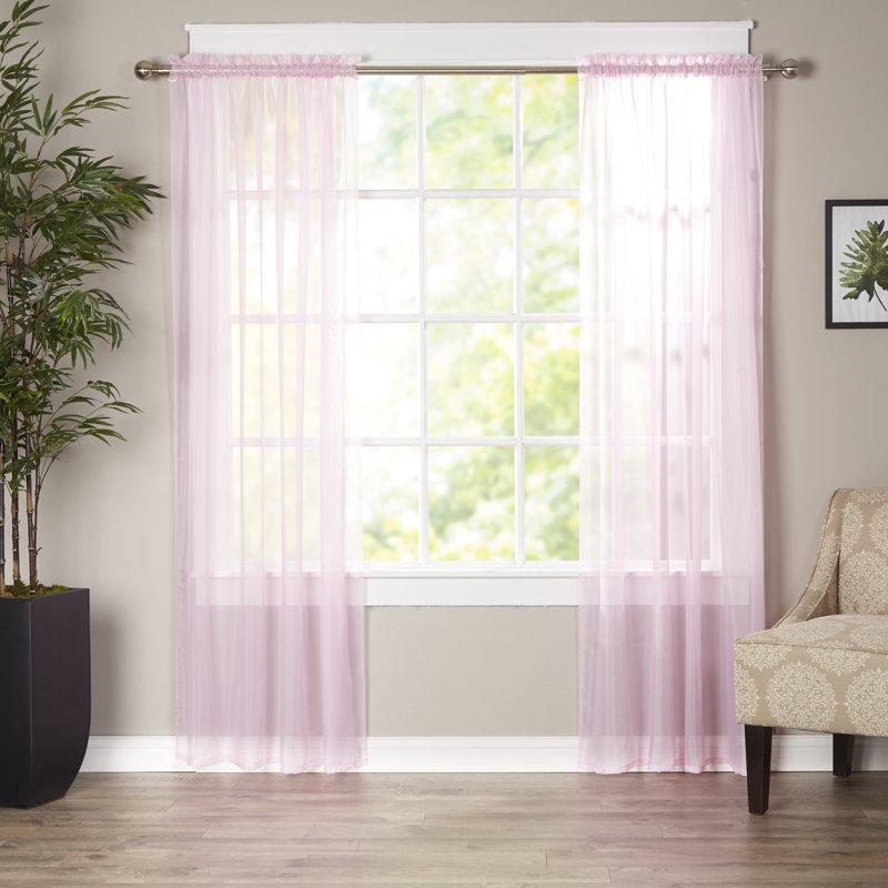 Sheer Sliding Panel Pair, Dusty Rose Pink, 60" W x 84" L