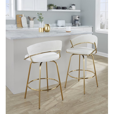 Loehr 26" Fixed-Height Metal Counter Stools with Round Footrest