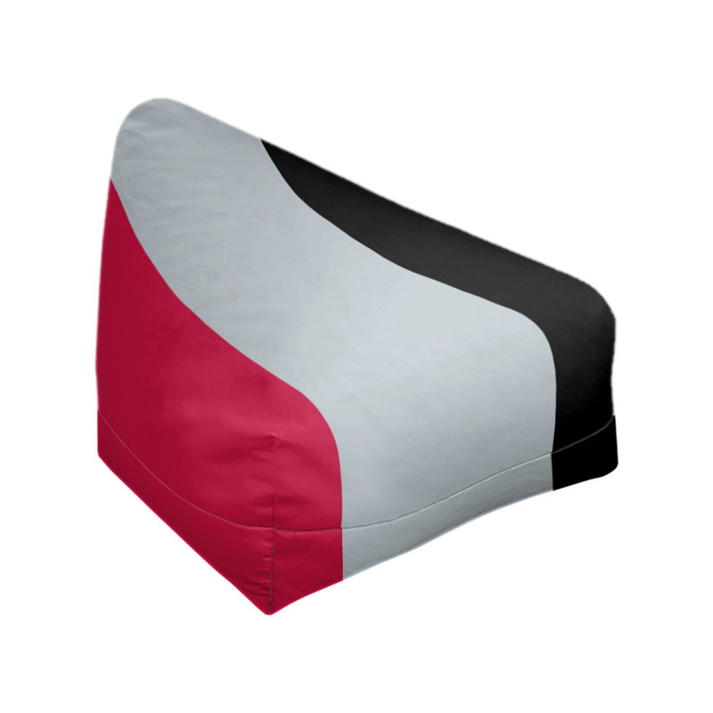Bean Bag Chair & Lounger, 27" x 27" x 30", Red/Silver/Black