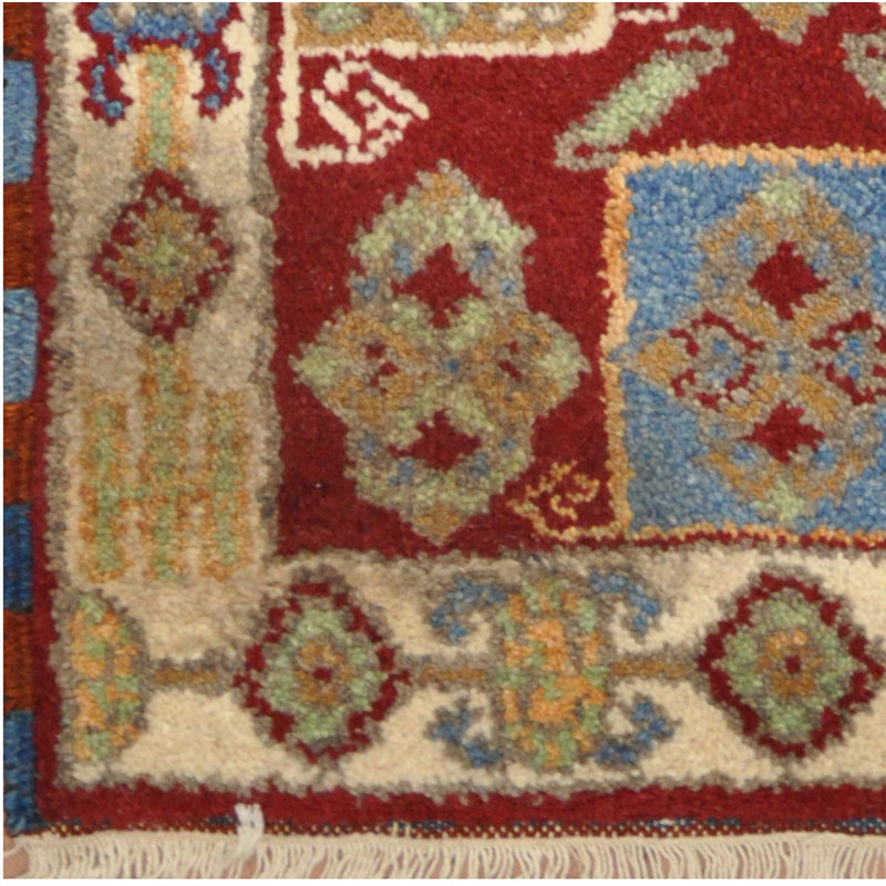 Tapis décoratif rouge en laine de conception unique noué à la main 2 pi 1 po X 4 pi 1 po