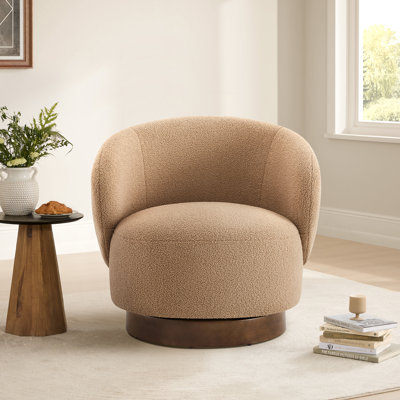 Modern Swivel Barrel Chairs With Wood Base