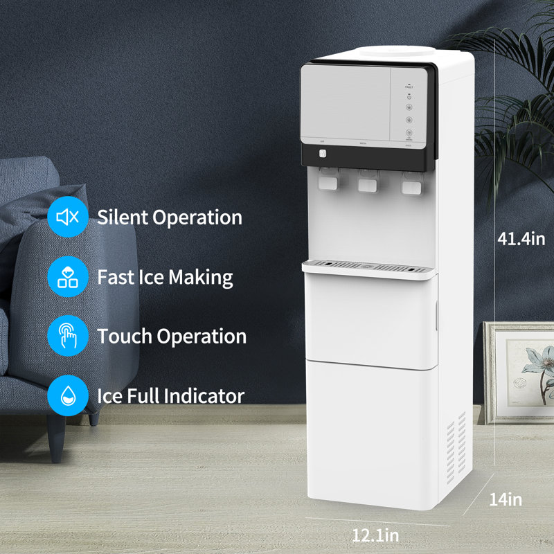 White 3-in-1 Water Dispenser with Ice Maker for 5 Gallon Bottles