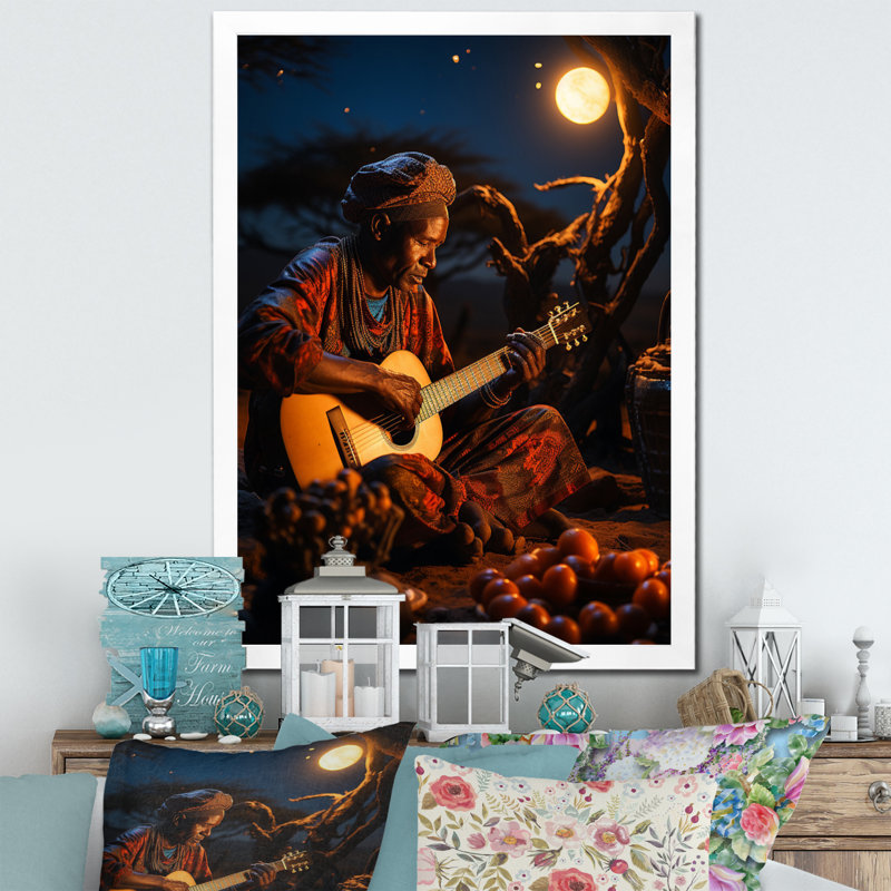 Ballam africain Serenading The IV, H 32 po x l 16 po x P 1 po, Cadre photo blanc