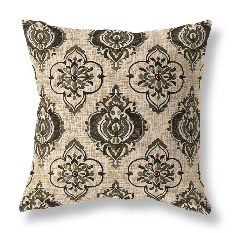 Coussin décoratif intérieur / extérieur Jade, H 26 po x l 26 po, Vert / Beige