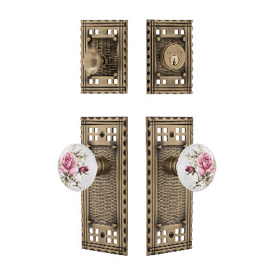 Nostalgic Warehouse Craftsman Entry Set with White Rose Porcelain Knob