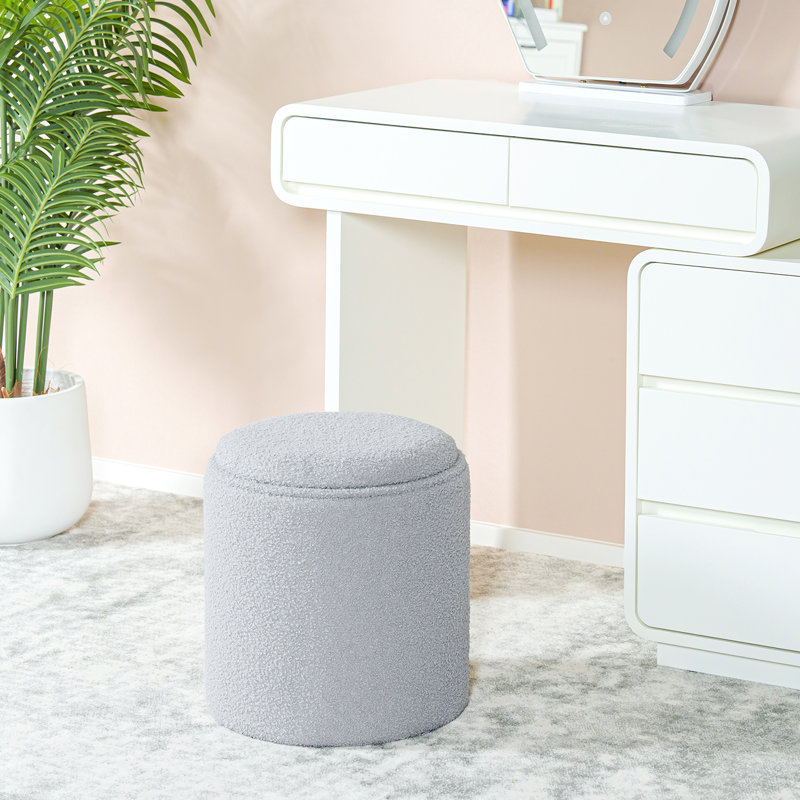 Repose-pieds rond avec rangement Cillin 14 po x 13 po x 13 po, Grey