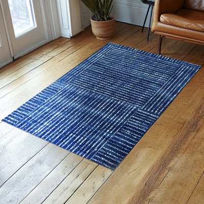 Canvas Navy Medium Washable Floor Mat