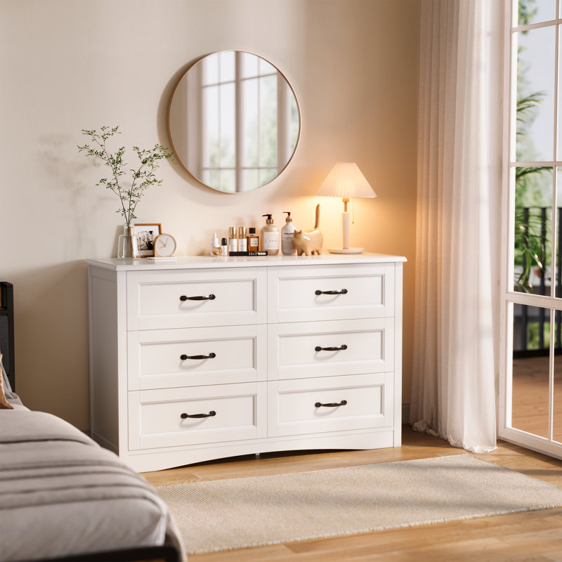 Commode 6 tiroirs Ebern Designs , Blanc