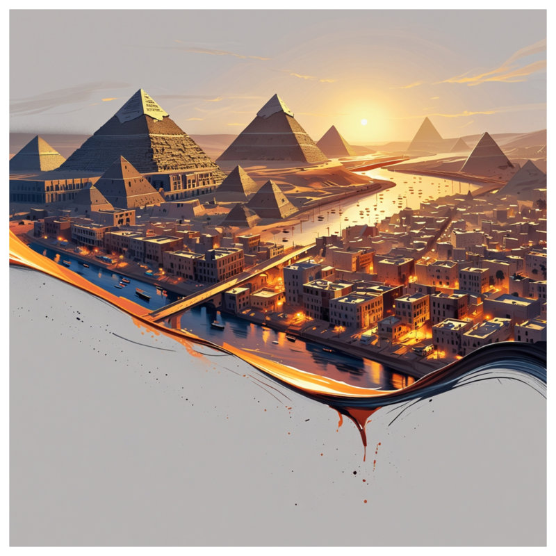 Tapisserie Pyramids At Sunset - Pyramids, 68 po H x 80 po L avec 4 œillets