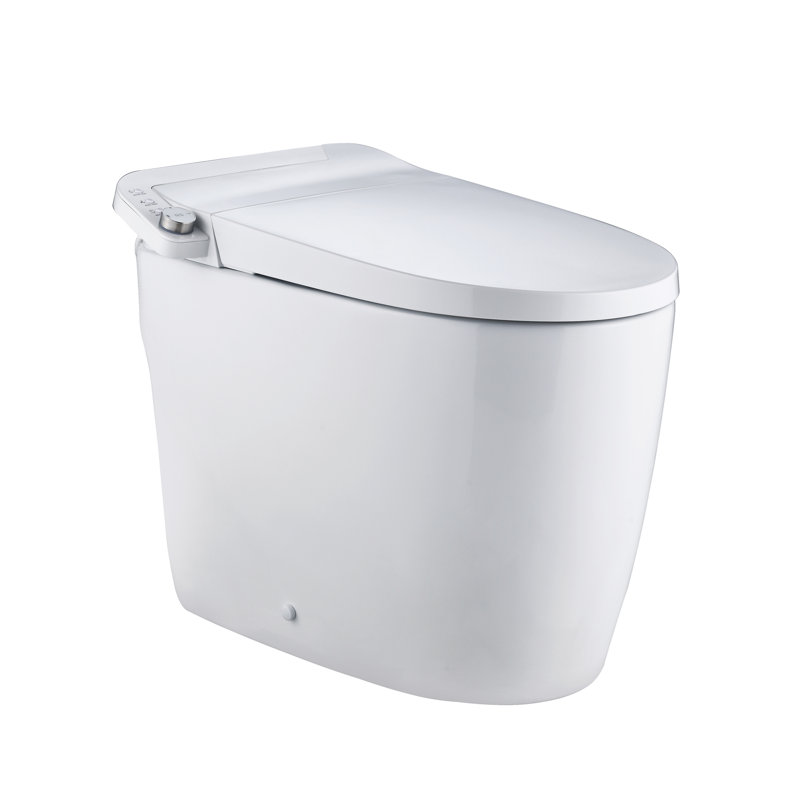 Toilettes intelligentes conformes aux normes ADA avec siège chauffant, bidet intégré, séchoir à air chaud, ouverture automatique du couvercle, télécommande, veilleuse, entraxe de 30,5 cm (12 po).