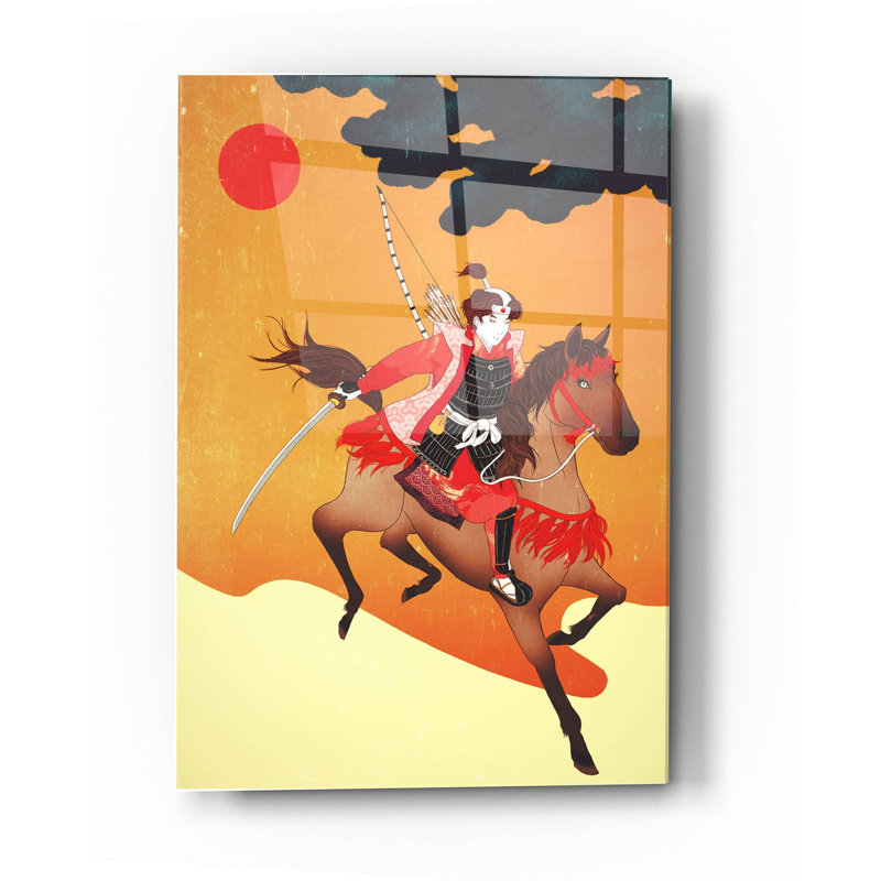 «Samurai» par Sai Tamiya, art mural en verre acrylique, H 36 po x l 24 po