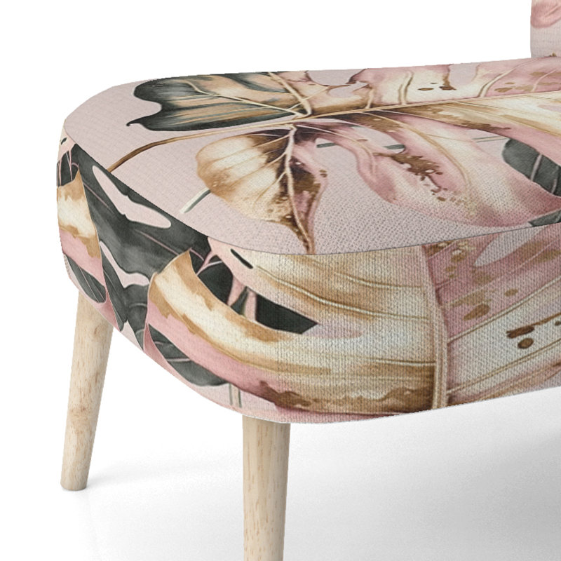 Moorton - Chaise d'appoint et fauteuil rembourrés en velours, Rose / or / vert