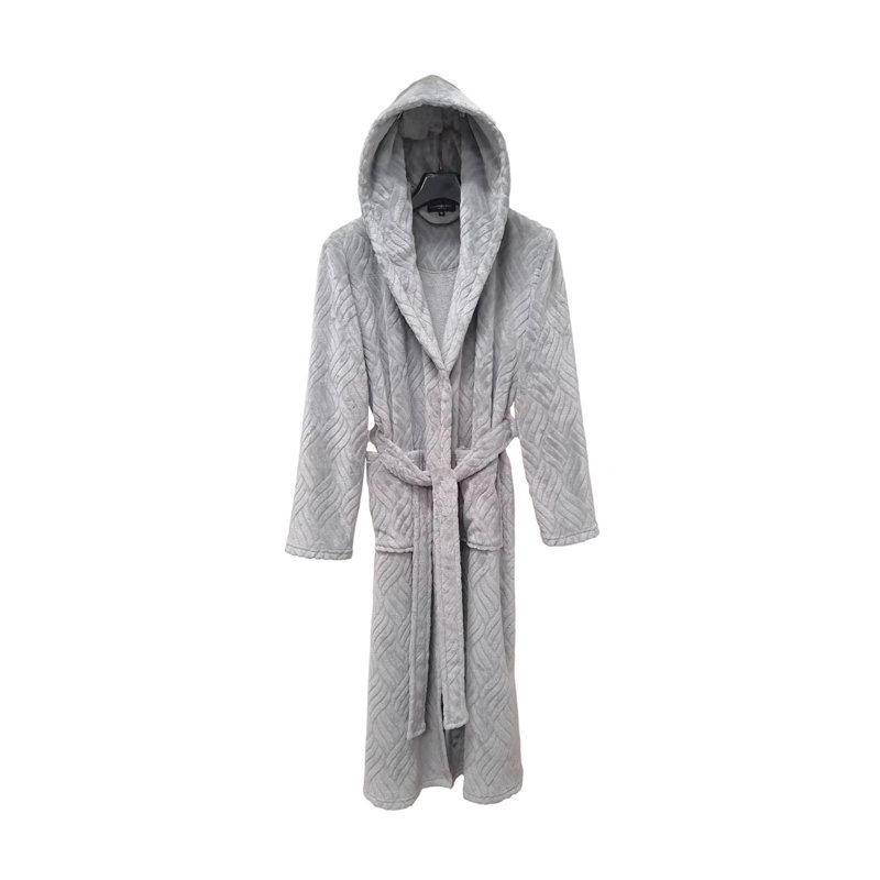Above Knee Bathrobe with Pockets and Hood, XL