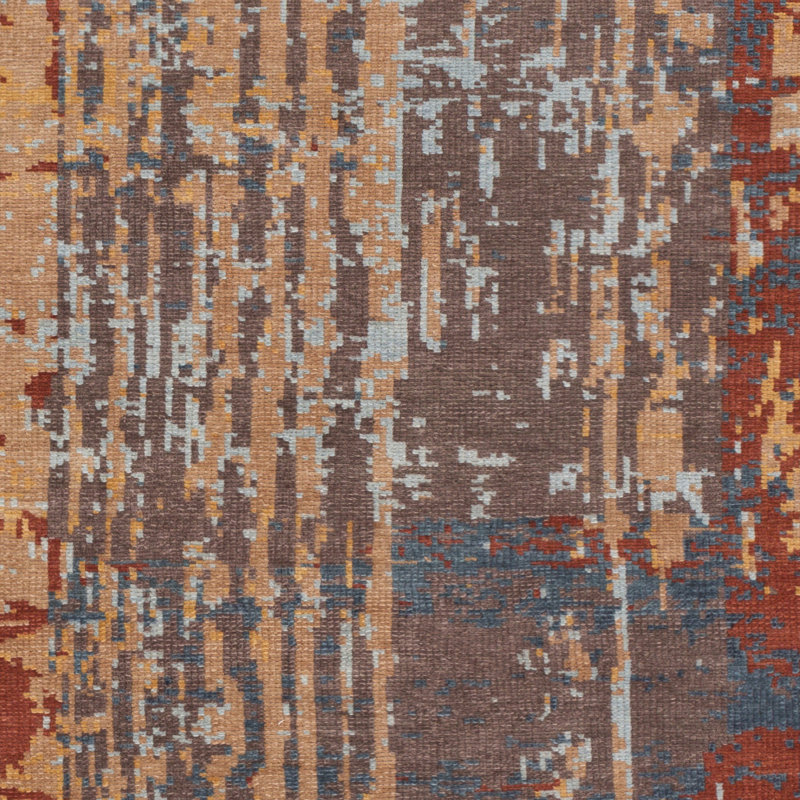 Aashana Abstract Hand-Knotted Burgundy/Tan/Dark Brown/Camel Area Rug, Rectangle 2' x 3'