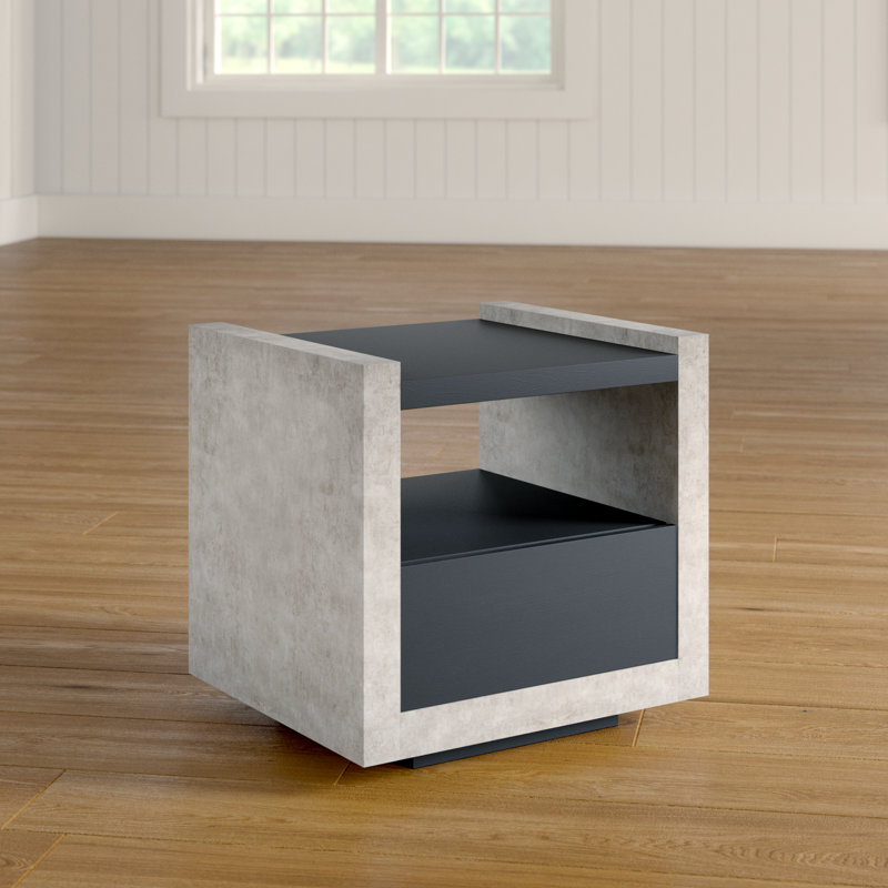 Phebe Side Table with Storage, Black