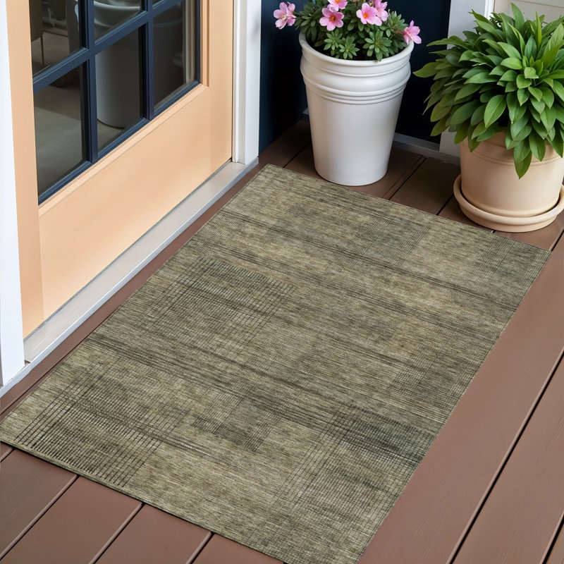 Tapis intérieur lavable rayé beige 3 pi x 5 pi