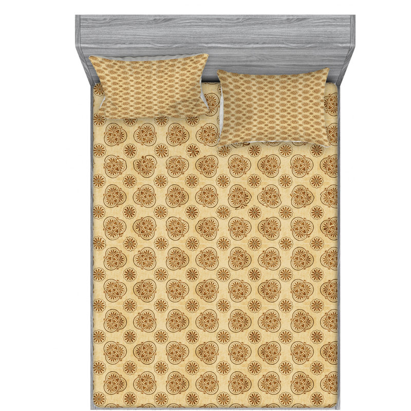 Microfiber Floral Sheet Set, Queen Sheet Set with Fitted Sheet