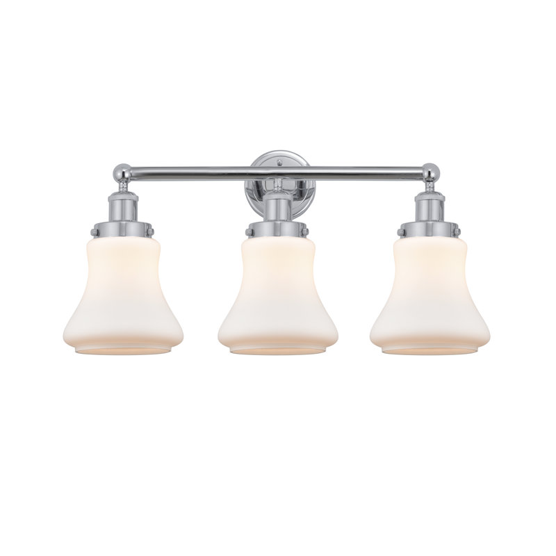 Éclairage pour meuble-lavabo à 3 lumières à intensité variable Asadbek, Blanc mat, Chrome poli
