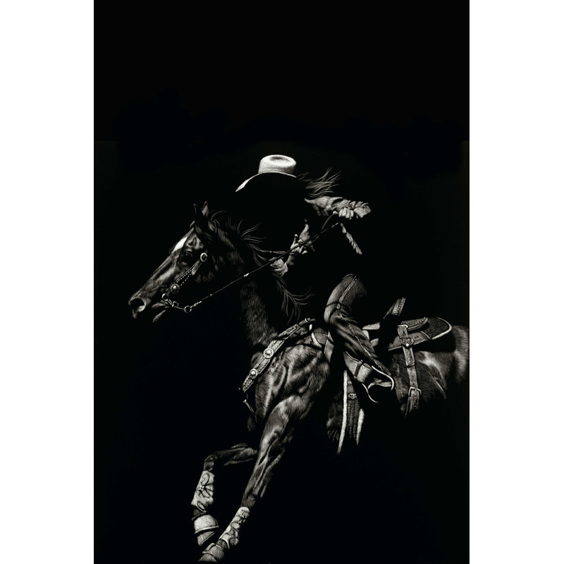 " Scratchboard Rodeo I ", 30" H x 20" W  