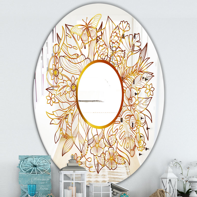 Miroir d'appoint tropical, 20 po x 30 p, Brun / Doré