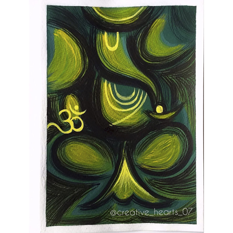 Peinture abstraite de Ganesha | Couleur gouache | Par Manisha