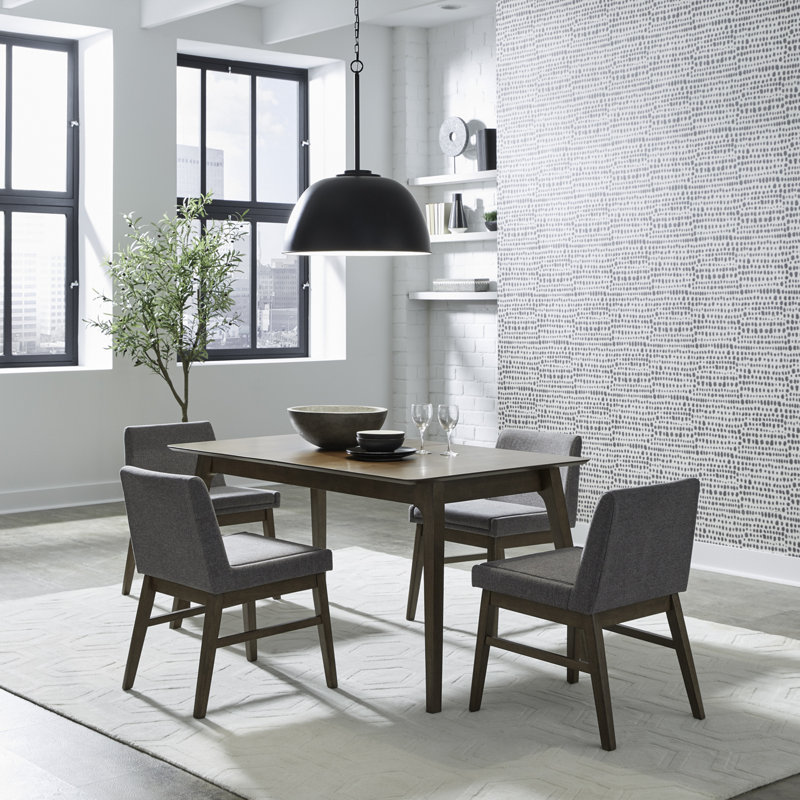  Didmarton Leg Table Dining Set w/ Tapered Legs & 4 Upholstered Chairs, 5 Pieces: Table, 4 Chairs