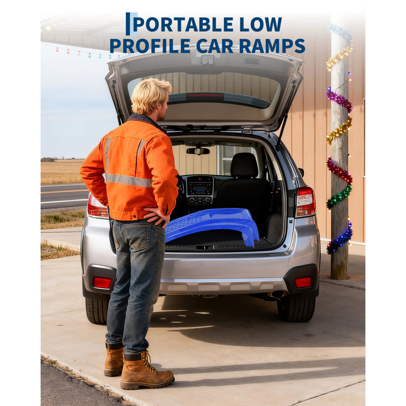 Ensemble de rampes de voiture robustes en acier robuste d'une capacité de 1 lb, idéal pour l'huile, bleu