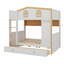 Lit superposé sur le thème de la maisonnette avec tiroirs de rangement, lit superposé en bois avec tablettes de rangement intégrées-802369161
