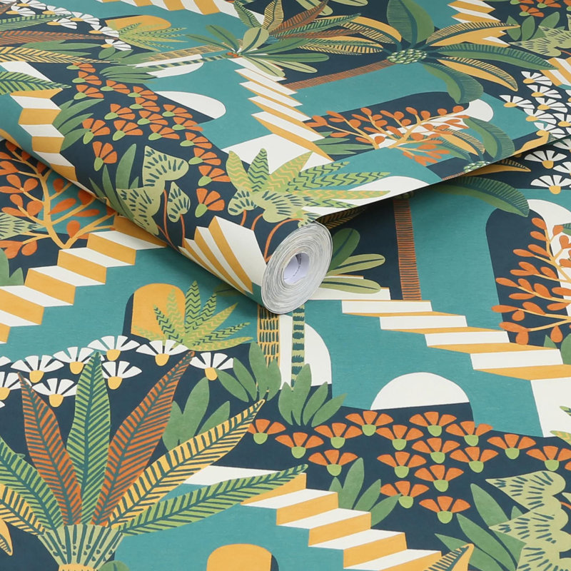 Envy Vacay Floral Wallpaper, Green