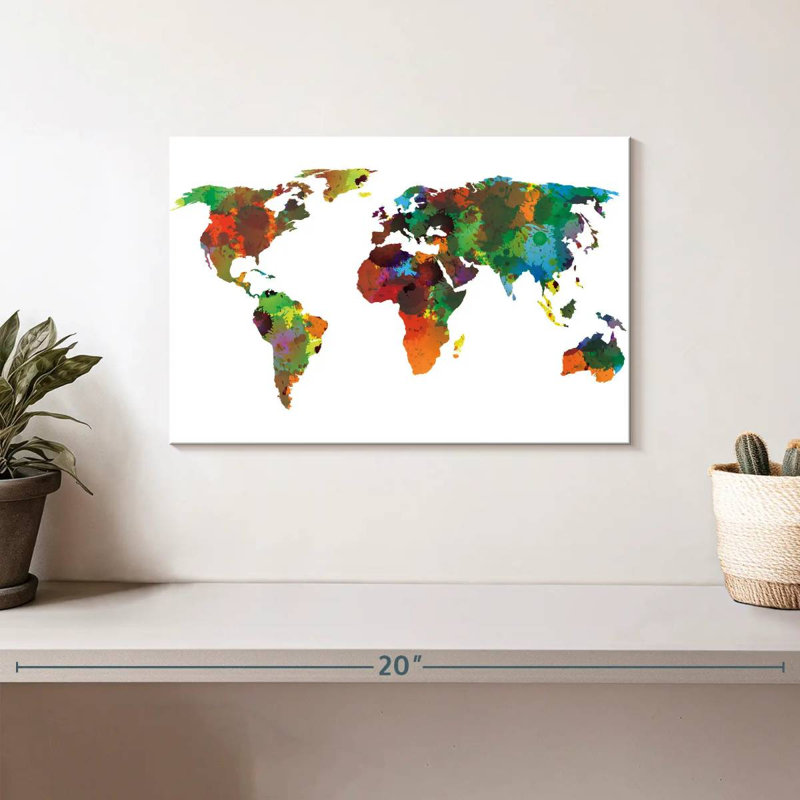 Carte du monde Aliaz Motley, H 8 po x l 12 po