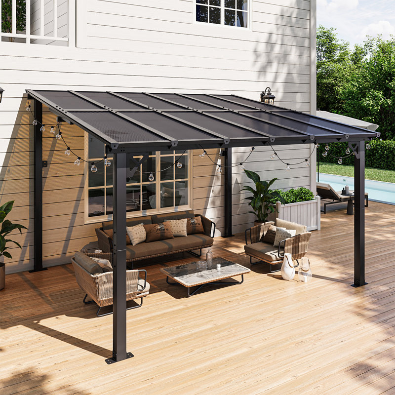 Aoxun 12’X10’ Gazebo Wall Mounted Gazebos Pergola, 98" H x 144" W x 120" D