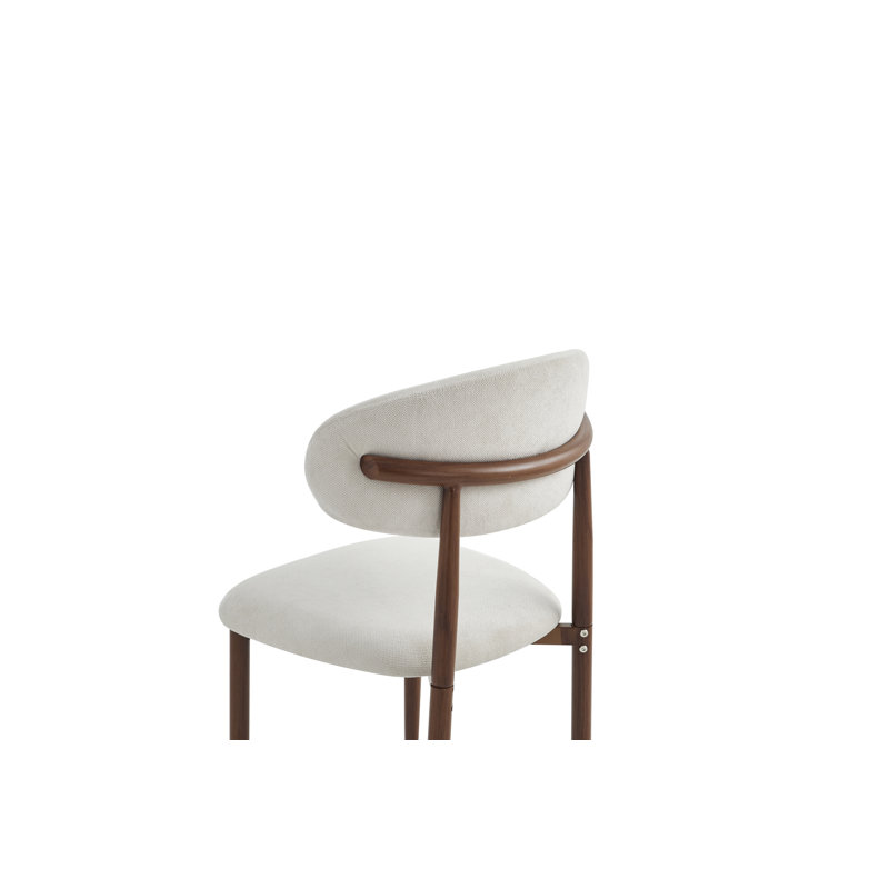 Ensemble de table de salle à manger extensible en bois massif avec finition noyer et 2 chaises rembourrées beiges