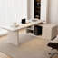 White Rectangular Stone+Manufactured Wood With Drawers Desk-523675103-523675102