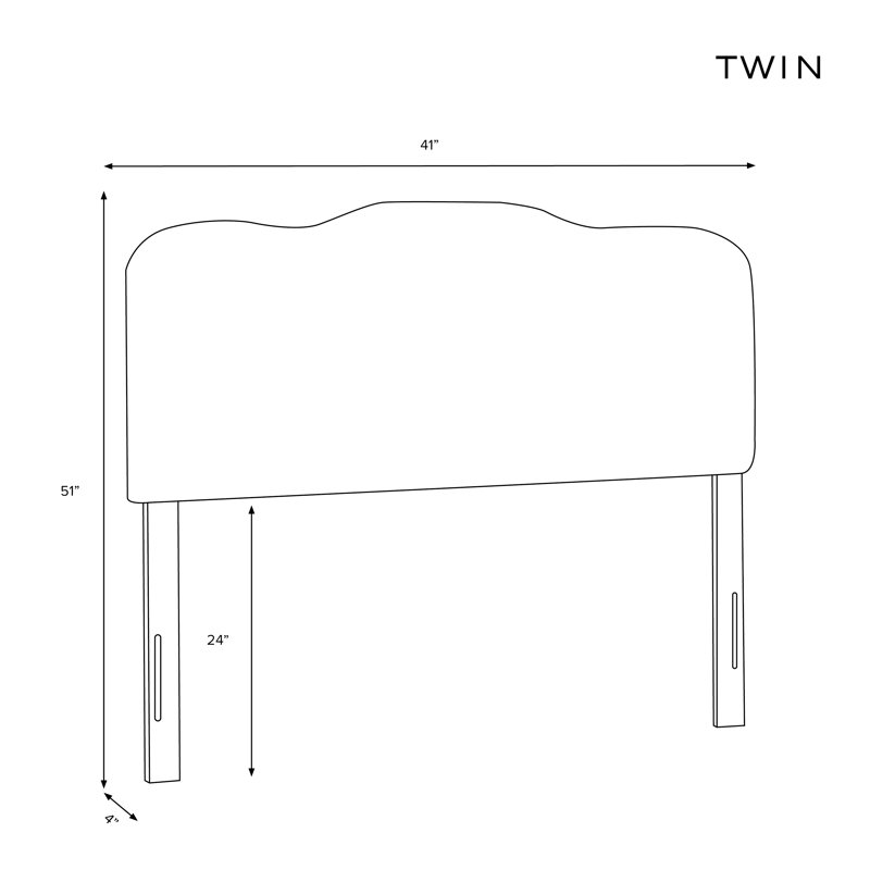 Rodan Upholstered Headboard, Twin, Bella Light Gray Performance Velvet