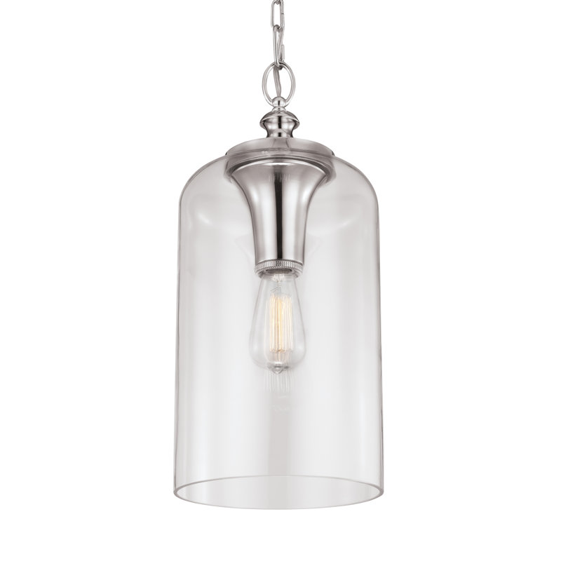 Claudio 1 - Light Single Pendant, Polished Nickel, 13.38" H x 6.5" W x 6.5" D