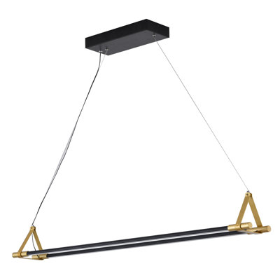 Lustre 2 lumières DEL à cadre en aluminium noir avec diffuseur en acrylique blanc.