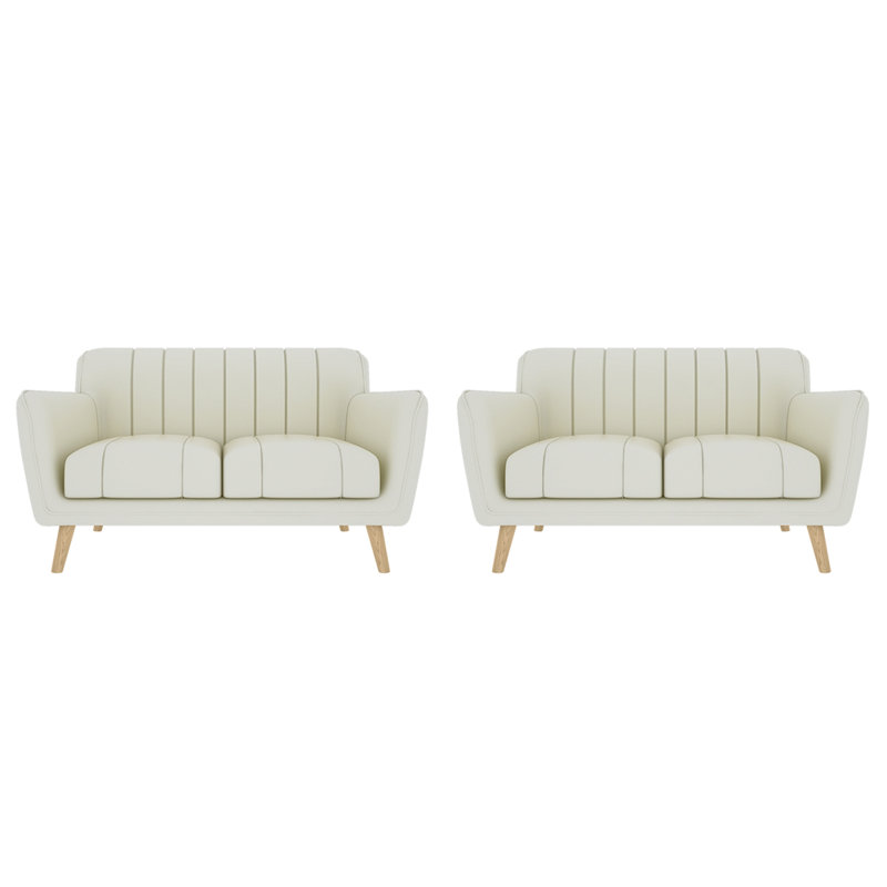Banc rembourré en similicuir Casual Dessert, Blanc cassé