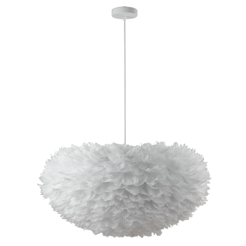 Lustre 1 lumière avec boule d'oie Manrique, H 17,72 po x l 29,5 po x P 29,5 po, Gris clair, Blanc
