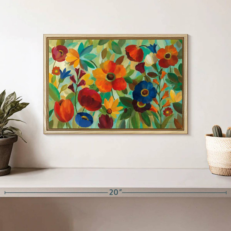 Été floral III, Cadre flottant en bois naturel, 13 po x 9 po