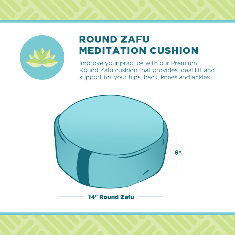 Zafu Meditation Pillow - Cotton Yoga Pillow for Sitting on Floor with Organic Buckwheat Fill, Zen Kneeling Prayer Pad - Round or Oval