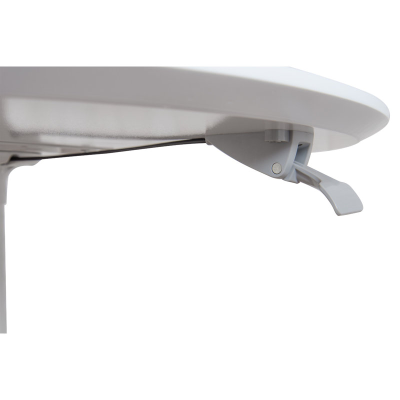 White Round Adjustable Height Bar Table with Steel Frame