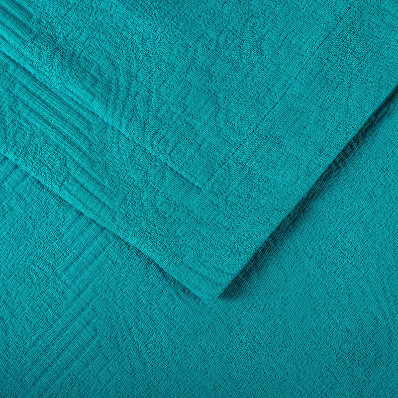Superior Victory Cotton Matelasse Scrolling Medallion Breathable Bedspread With Pillow Sham Set, Teal